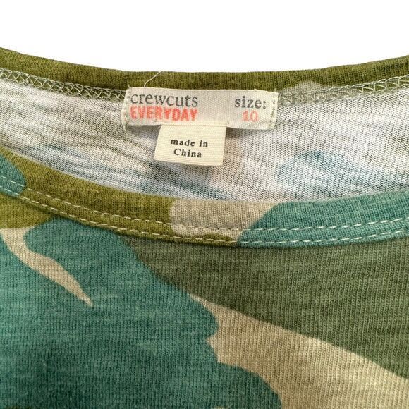 CREWCUTS Girls Size 10 Flutter Sleeve T- Shirt Dress Slub Knit Cotton Camo - Picture 2 of 5